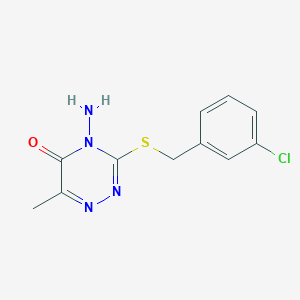 B2723085 4-Amino-3-[(3-chlorophenyl)methylsulfanyl]-6-methyl-1,2,4-triazin-5-one CAS No. 869068-05-3