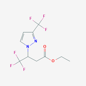 molecular formula C10H10F6N2O2 B2723089 Ethyl 4,4,4-trifluoro-3-[3-(trifluoromethyl)pyrazol-1-yl]butanoate CAS No. 2054953-36-3
