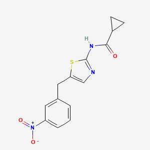 molecular formula C14H13N3O3S B2723096 N-[5-[(3-nitrophenyl)methyl]-1,3-thiazol-2-yl]cyclopropanecarboxamide CAS No. 879819-49-5