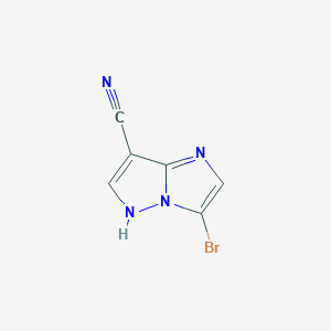 molecular formula C6H3BrN4 B2723136 3-Bromo-5H-imidazo[1,2-b]pyrazole-7-carbonitrile CAS No. 2243507-20-0
