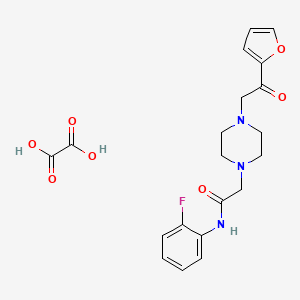 molecular formula C20H22FN3O7 B2723143 N-(2-fluorophenyl)-2-(4-(2-(furan-2-yl)-2-oxoethyl)piperazin-1-yl)acetamide oxalate CAS No. 2034586-10-0