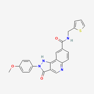 molecular formula C23H18N4O3S B2723167 2-(4-methoxyphenyl)-3-oxo-N-(thiophen-2-ylmethyl)-3,5-dihydro-2H-pyrazolo[4,3-c]quinoline-8-carboxamide CAS No. 1251571-91-1