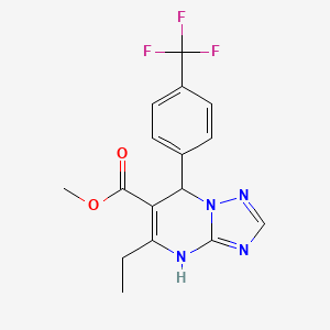 molecular formula C16H15F3N4O2 B2723191 Methyl 5-ethyl-7-(4-(trifluoromethyl)phenyl)-4,7-dihydro-[1,2,4]triazolo[1,5-a]pyrimidine-6-carboxylate CAS No. 725218-18-8