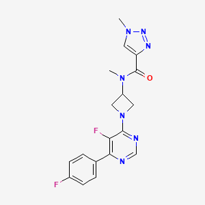 molecular formula C18H17F2N7O B2723192 N-{1-[5-fluoro-6-(4-fluorophenyl)pyrimidin-4-yl]azetidin-3-yl}-N,1-dimethyl-1H-1,2,3-triazole-4-carboxamide CAS No. 2380084-75-1