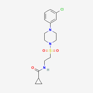 molecular formula C16H22ClN3O3S B2723229 N-(2-{[4-(3-chlorophenyl)piperazin-1-yl]sulfonyl}ethyl)cyclopropanecarboxamide CAS No. 897612-77-0