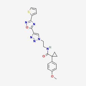 1-(4-methoxyphenyl)-N-(2-(4-(3-(thiophen-2-yl)-1,2,4-oxadiazol-5-yl)-1H-1,2,3-triazol-1-yl)ethyl)cyclopropanecarboxamide