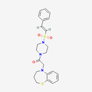 2-(3,4-dihydro-2H-1,5-benzothiazepin-5-yl)-1-[4-[(E)-2-phenylethenyl]sulfonylpiperazin-1-yl]ethanone