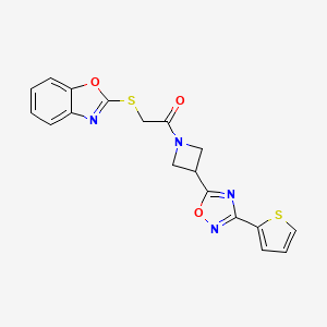 B2723258 2-(Benzo[d]oxazol-2-ylthio)-1-(3-(3-(thiophen-2-yl)-1,2,4-oxadiazol-5-yl)azetidin-1-yl)ethanone CAS No. 1331267-47-0