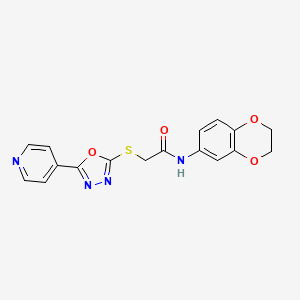 molecular formula C17H14N4O4S B2723261 N-(2,3-dihydro-1,4-benzodioxin-6-yl)-2-{[5-(pyridin-4-yl)-1,3,4-oxadiazol-2-yl]sulfanyl}acetamide CAS No. 750619-48-8