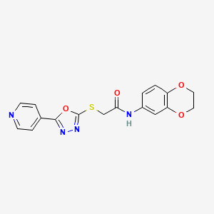 N-(2,3-dihydro-1,4-benzodioxin-6-yl)-2-[(5-pyridin-4-yl-1,3,4-oxadiazol-2-yl)sulfanyl]acetamide
