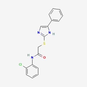 molecular formula C17H14ClN3OS B2723290 N-(2-chlorophenyl)-2-[(5-phenyl-1H-imidazol-2-yl)sulfanyl]acetamide CAS No. 941911-92-8