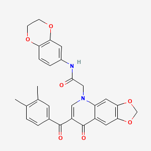 molecular formula C29H24N2O7 B2723313 N-(2,3-dihydro-1,4-benzodioxin-6-yl)-2-[7-(3,4-dimethylbenzoyl)-8-oxo-2H,5H,8H-[1,3]dioxolo[4,5-g]quinolin-5-yl]acetamide CAS No. 866349-70-4