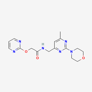 molecular formula C16H20N6O3 B2723359 N-((6-methyl-2-morpholinopyrimidin-4-yl)methyl)-2-(pyrimidin-2-yloxy)acetamide CAS No. 1798035-18-3