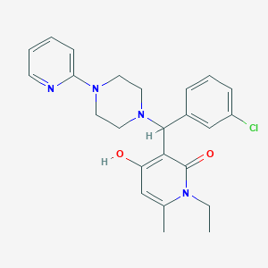 3-((3-chlorophenyl)(4-(pyridin-2-yl)piperazin-1-yl)methyl)-1-ethyl-4-hydroxy-6-methylpyridin-2(1H)-one