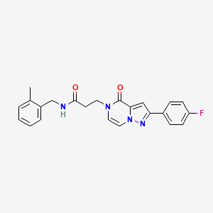 molecular formula C23H21FN4O2 B2723371 3-[2-(4-fluorophenyl)-4-oxopyrazolo[1,5-a]pyrazin-5(4H)-yl]-N-(2-methylbenzyl)propanamide CAS No. 1326938-55-9