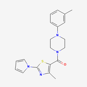 molecular formula C20H22N4OS B2723379 (4-methyl-2-(1H-pyrrol-1-yl)thiazol-5-yl)(4-(m-tolyl)piperazin-1-yl)methanone CAS No. 1251631-28-3