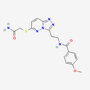 molecular formula C17H18N6O3S B2723380 N-(2-{6-[(carbamoylmethyl)sulfanyl]-[1,2,4]triazolo[4,3-b]pyridazin-3-yl}ethyl)-4-methoxybenzamide CAS No. 872995-50-1