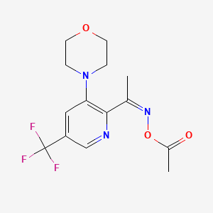 molecular formula C14H16F3N3O3 B2723381 4-[2-[(乙酰氧)乙酰亚胺基]-5-(三氟甲基)-3-吡啶基]吗啉 CAS No. 860650-99-3
