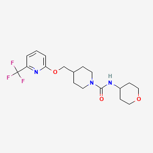 molecular formula C18H24F3N3O3 B2723389 N-(oxan-4-yl)-4-({[6-(trifluoromethyl)pyridin-2-yl]oxy}methyl)piperidine-1-carboxamide CAS No. 2201404-15-9