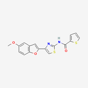 molecular formula C17H12N2O3S2 B2723441 N-[4-(5-methoxy-1-benzofuran-2-yl)-1,3-thiazol-2-yl]thiophene-2-carboxamide CAS No. 922079-00-3