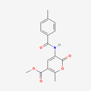 molecular formula C16H15NO5 B2723450 methyl 6-methyl-3-[(4-methylbenzoyl)amino]-2-oxo-2H-pyran-5-carboxylate CAS No. 339009-31-3