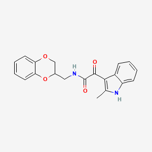 molecular formula C20H18N2O4 B2723456 N-((2,3-dihydrobenzo[b][1,4]dioxin-2-yl)methyl)-2-(2-methyl-1H-indol-3-yl)-2-oxoacetamide CAS No. 862813-61-4