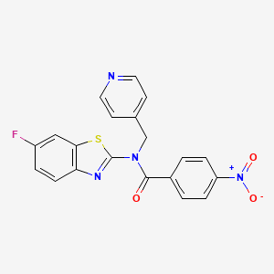 molecular formula C20H13FN4O3S B2723462 N-(6-fluorobenzo[d]thiazol-2-yl)-4-nitro-N-(pyridin-4-ylmethyl)benzamide CAS No. 923677-81-0