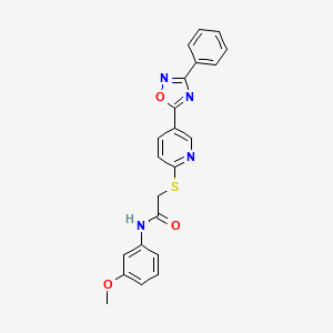 molecular formula C22H18N4O3S B2723528 N-(3-methoxyphenyl)-2-((5-(3-phenyl-1,2,4-oxadiazol-5-yl)pyridin-2-yl)thio)acetamide CAS No. 1251589-14-6