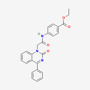 molecular formula C25H21N3O4 B2723553 Ethyl 4-[2-(2-oxo-4-phenyl-1,2-dihydroquinazolin-1-yl)acetamido]benzoate CAS No. 941913-56-0