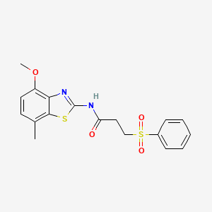 molecular formula C18H18N2O4S2 B2723554 3-(benzenesulfonyl)-N-(4-methoxy-7-methyl-1,3-benzothiazol-2-yl)propanamide CAS No. 868677-96-7