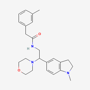molecular formula C24H31N3O2 B2723557 N-(2-(1-methylindolin-5-yl)-2-morpholinoethyl)-2-(m-tolyl)acetamide CAS No. 922034-25-1