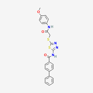 N-(5-((2-((4-methoxyphenyl)amino)-2-oxoethyl)thio)-1,3,4-thiadiazol-2-yl)-[1,1'-biphenyl]-4-carboxamide