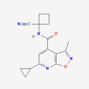 molecular formula C16H16N4O2 B2723573 N-(1-Cyanocyclobutyl)-6-cyclopropyl-3-methyl-[1,2]oxazolo[5,4-B]pyridine-4-carboxamide CAS No. 1465317-92-3