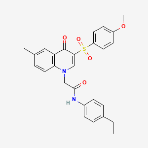 molecular formula C27H26N2O5S B2723583 N-(4-ethylphenyl)-2-[3-(4-methoxybenzenesulfonyl)-6-methyl-4-oxo-1,4-dihydroquinolin-1-yl]acetamide CAS No. 866813-76-5