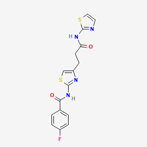 4-fluoro-N-(4-(3-oxo-3-(thiazol-2-ylamino)propyl)thiazol-2-yl)benzamide
