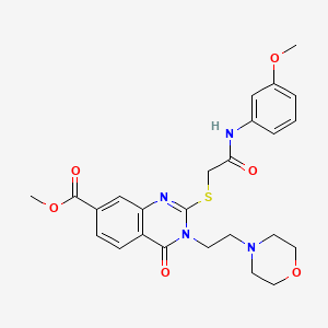 molecular formula C25H28N4O6S B2723603 methyl 2-({[(3-methoxyphenyl)carbamoyl]methyl}sulfanyl)-3-[2-(morpholin-4-yl)ethyl]-4-oxo-3,4-dihydroquinazoline-7-carboxylate CAS No. 443350-14-9