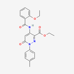 molecular formula C23H23N3O5 B2723626 ethyl 4-(2-ethoxybenzamido)-1-(4-methylphenyl)-6-oxo-1,6-dihydropyridazine-3-carboxylate CAS No. 941885-89-8