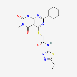 2-((2-cyclohexyl-6,8-dimethyl-5,7-dioxo-5,6,7,8-tetrahydropyrimido[4,5-d]pyrimidin-4-yl)thio)-N-(5-ethyl-1,3,4-thiadiazol-2-yl)acetamide