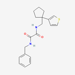 molecular formula C19H22N2O2S B2723638 N1-benzyl-N2-((1-(thiophen-3-yl)cyclopentyl)methyl)oxalamide CAS No. 2034575-20-5