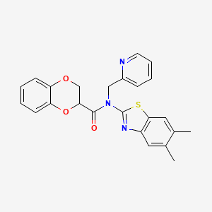 molecular formula C24H21N3O3S B2723642 N-(5,6-dimethylbenzo[d]thiazol-2-yl)-N-(pyridin-2-ylmethyl)-2,3-dihydrobenzo[b][1,4]dioxine-2-carboxamide CAS No. 941968-26-9