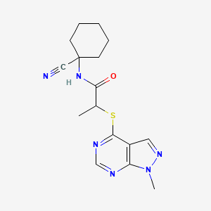 molecular formula C16H20N6OS B2723648 N-(1-cyanocyclohexyl)-2-({1-methyl-1H-pyrazolo[3,4-d]pyrimidin-4-yl}sulfanyl)propanamide CAS No. 1330505-74-2