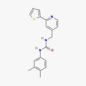 molecular formula C19H19N3OS B2723654 1-(3,4-Dimethylphenyl)-3-((2-(thiophen-2-yl)pyridin-4-yl)methyl)urea CAS No. 2034597-76-5