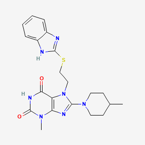 7-(2-((1H-benzo[d]imidazol-2-yl)thio)ethyl)-3-methyl-8-(4-methylpiperidin-1-yl)-1H-purine-2,6(3H,7H)-dione