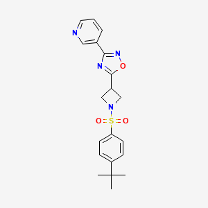 molecular formula C20H22N4O3S B2723659 5-(1-((4-(Tert-butyl)phenyl)sulfonyl)azetidin-3-yl)-3-(pyridin-3-yl)-1,2,4-oxadiazole CAS No. 1325686-17-6