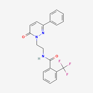 molecular formula C20H16F3N3O2 B2723670 N-(2-(6-oxo-3-phenylpyridazin-1(6H)-yl)ethyl)-2-(trifluoromethyl)benzamide CAS No. 921528-34-9