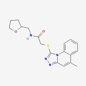 molecular formula C18H20N4O2S B2723679 2-[(5-methyl-[1,2,4]triazolo[4,3-a]quinolin-1-yl)sulfanyl]-N-(oxolan-2-ylmethyl)acetamide CAS No. 484680-48-0