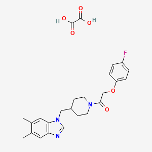 molecular formula C25H28FN3O6 B2723680 1-(4-((5,6-dimethyl-1H-benzo[d]imidazol-1-yl)methyl)piperidin-1-yl)-2-(4-fluorophenoxy)ethanone oxalate CAS No. 1351591-62-2