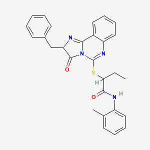 2-((2-benzyl-3-oxo-2,3-dihydroimidazo[1,2-c]quinazolin-5-yl)thio)-N-(o-tolyl)butanamide