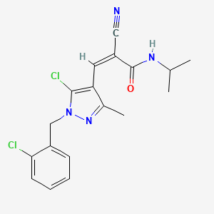 (Z)-3-[5-chloro-1-[(2-chlorophenyl)methyl]-3-methylpyrazol-4-yl]-2-cyano-N-propan-2-ylprop-2-enamide