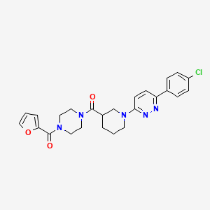 molecular formula C25H26ClN5O3 B2723690 (1-(6-(4-Chlorophenyl)pyridazin-3-yl)piperidin-3-yl)(4-(furan-2-carbonyl)piperazin-1-yl)methanone CAS No. 1105213-54-4